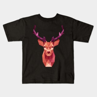 Deer T-Shirt - Deer Face Polygon Design Kids T-Shirt